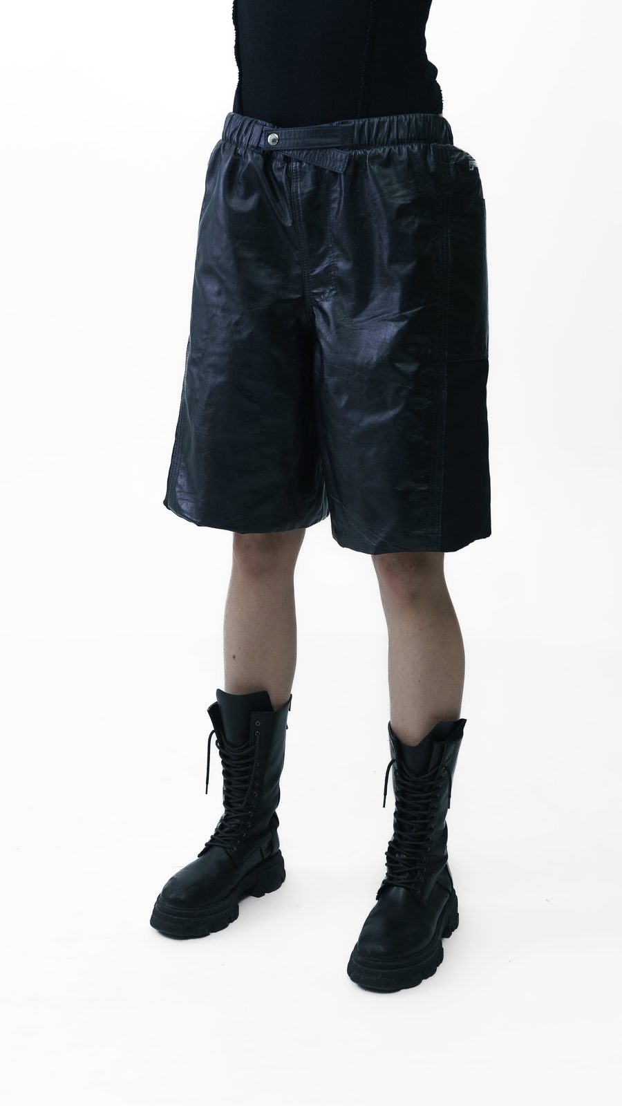 COMBAT LEATHER SHORTS — FW24 Disruptive Interruption, hand-crafted leather & technical garments by NDSCLSD Montréal