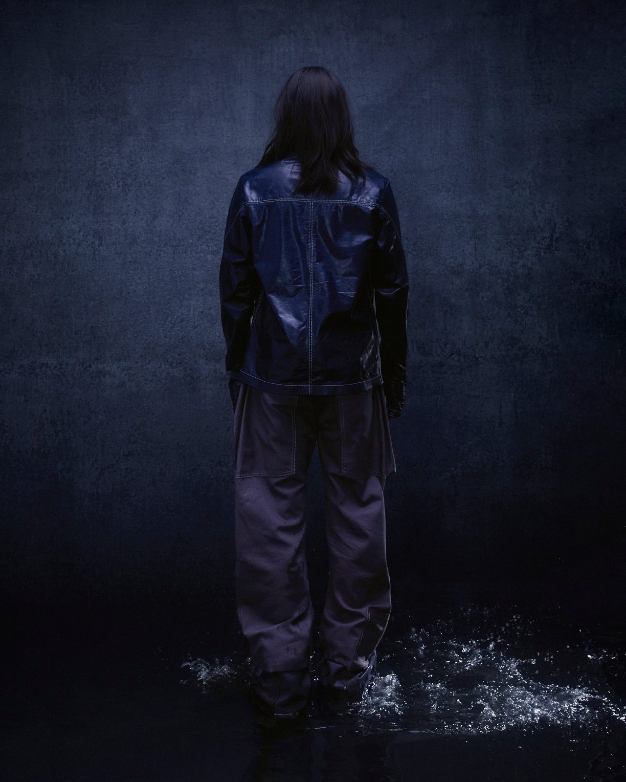 MARBLED LEATHER SHIRT (BLUE) — FW24 Disruptive Interruption, hand-crafted leather & technical garments by NDSCLSD Montréal