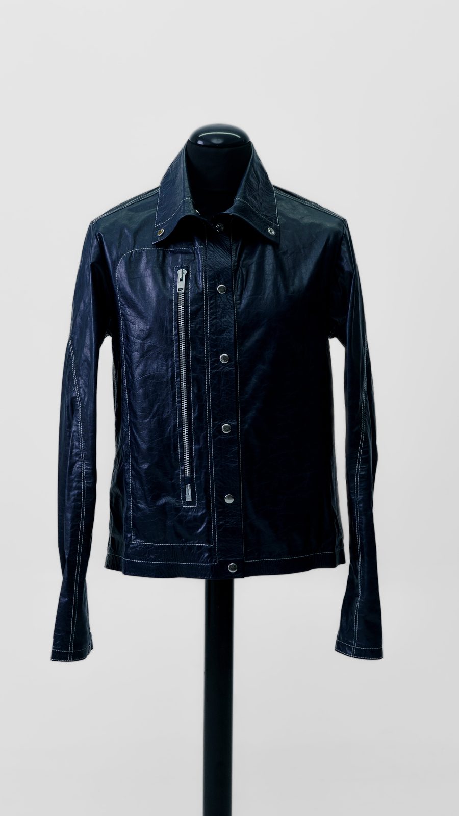MARBLED LEATHER SHIRT (BLUE) — FW24 Disruptive Interruption, hand-crafted leather & technical garments by NDSCLSD Montréal