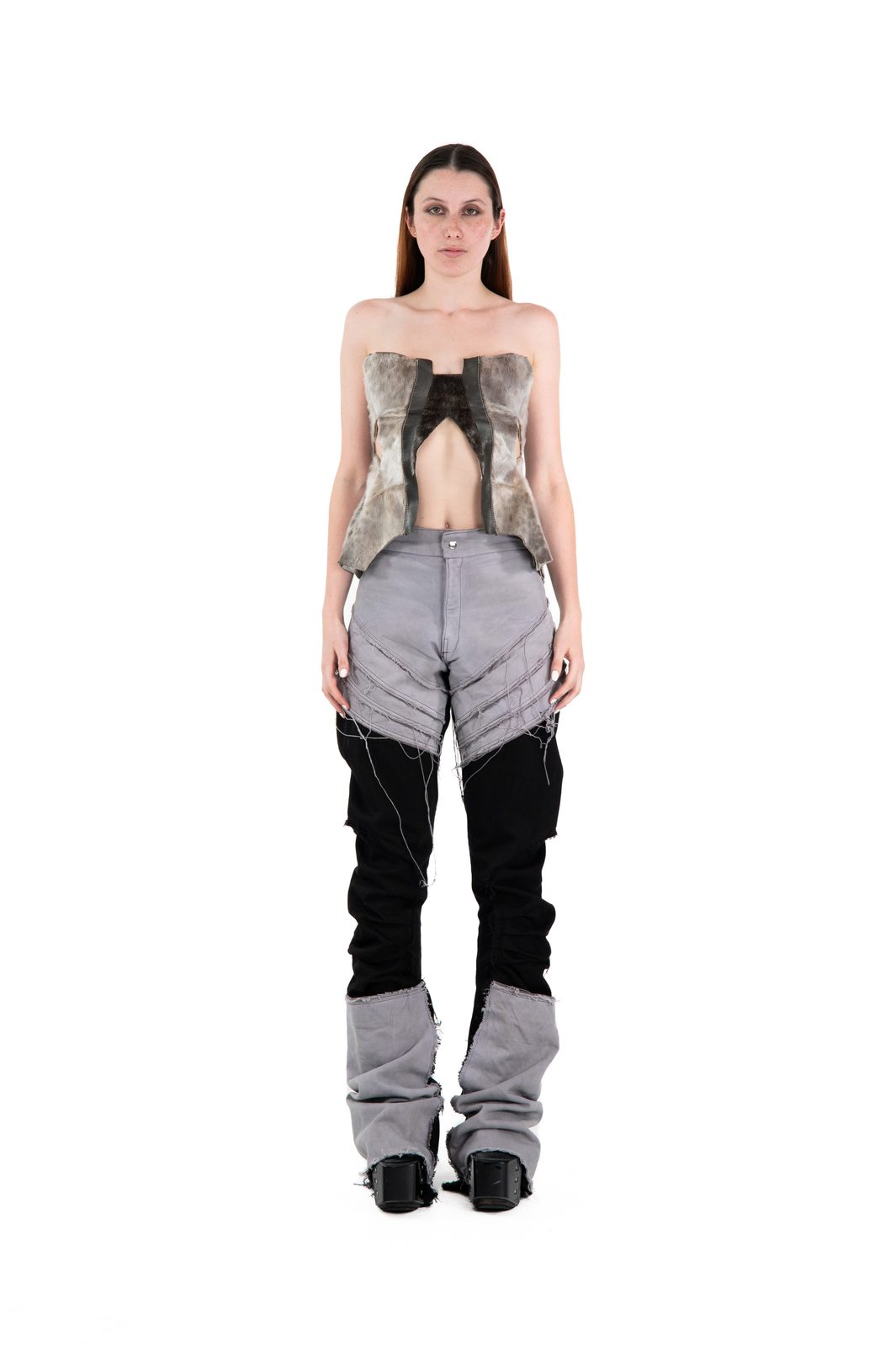 LOOK 12T - Leather Seal Fur Corset Top — FW25 Supervillains, hand-crafted leather & technical garments by NDSCLSD Montréal