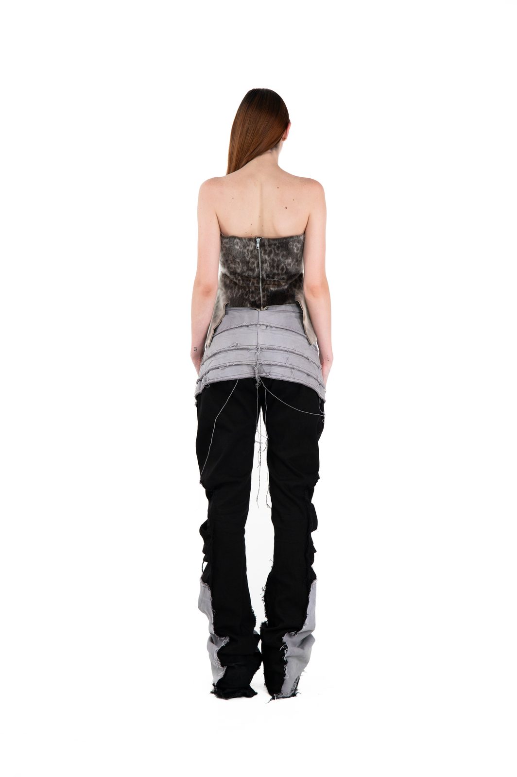 LOOK 12T - Leather Seal Fur Corset Top — FW25 Supervillains, hand-crafted leather & technical garments by NDSCLSD Montréal