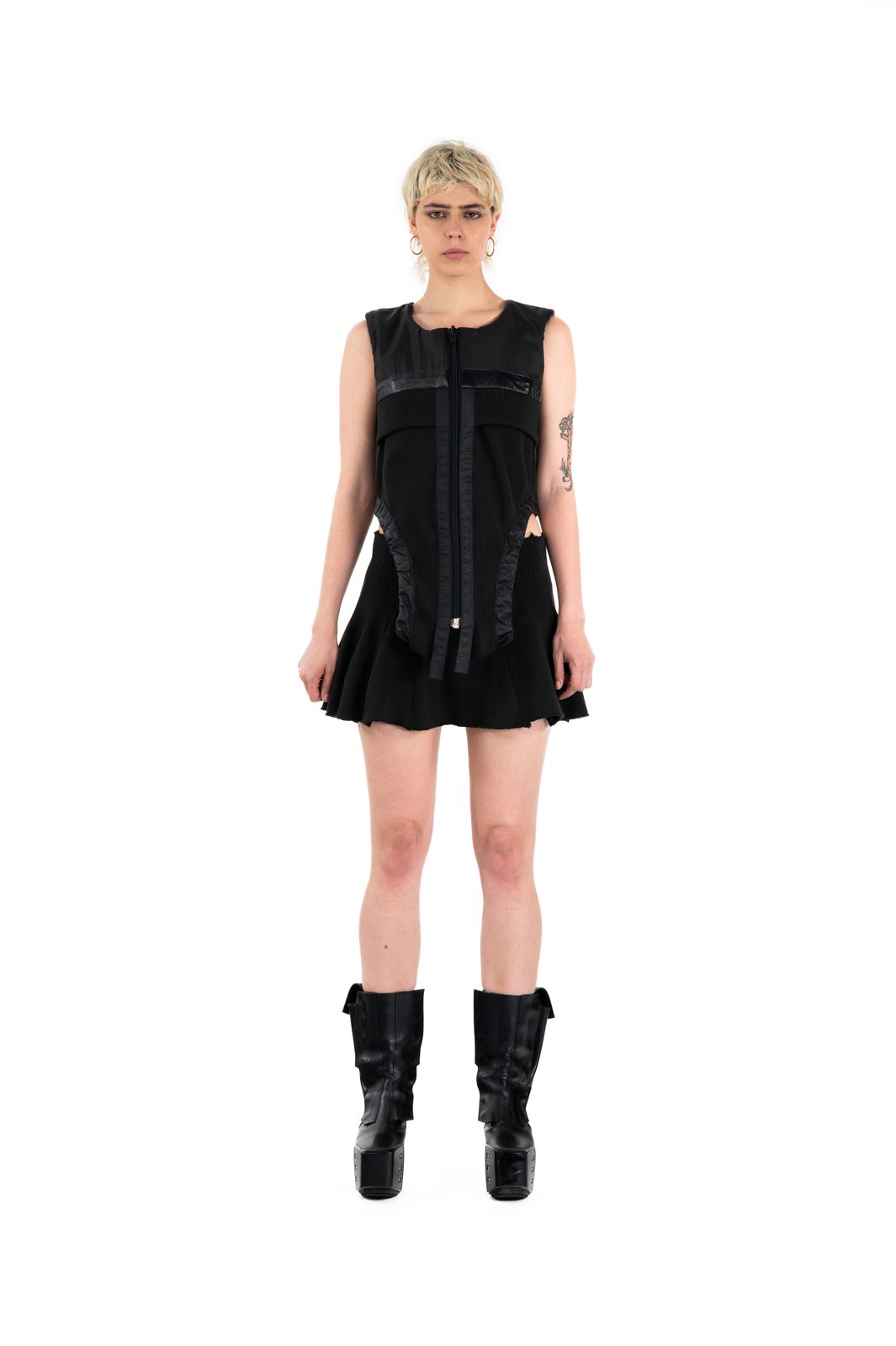 LOOK 20T - Rib Leather Corset Mini-Bomber — FW25 Supervillains, hand-crafted leather & technical garments by NDSCLSD Montréal