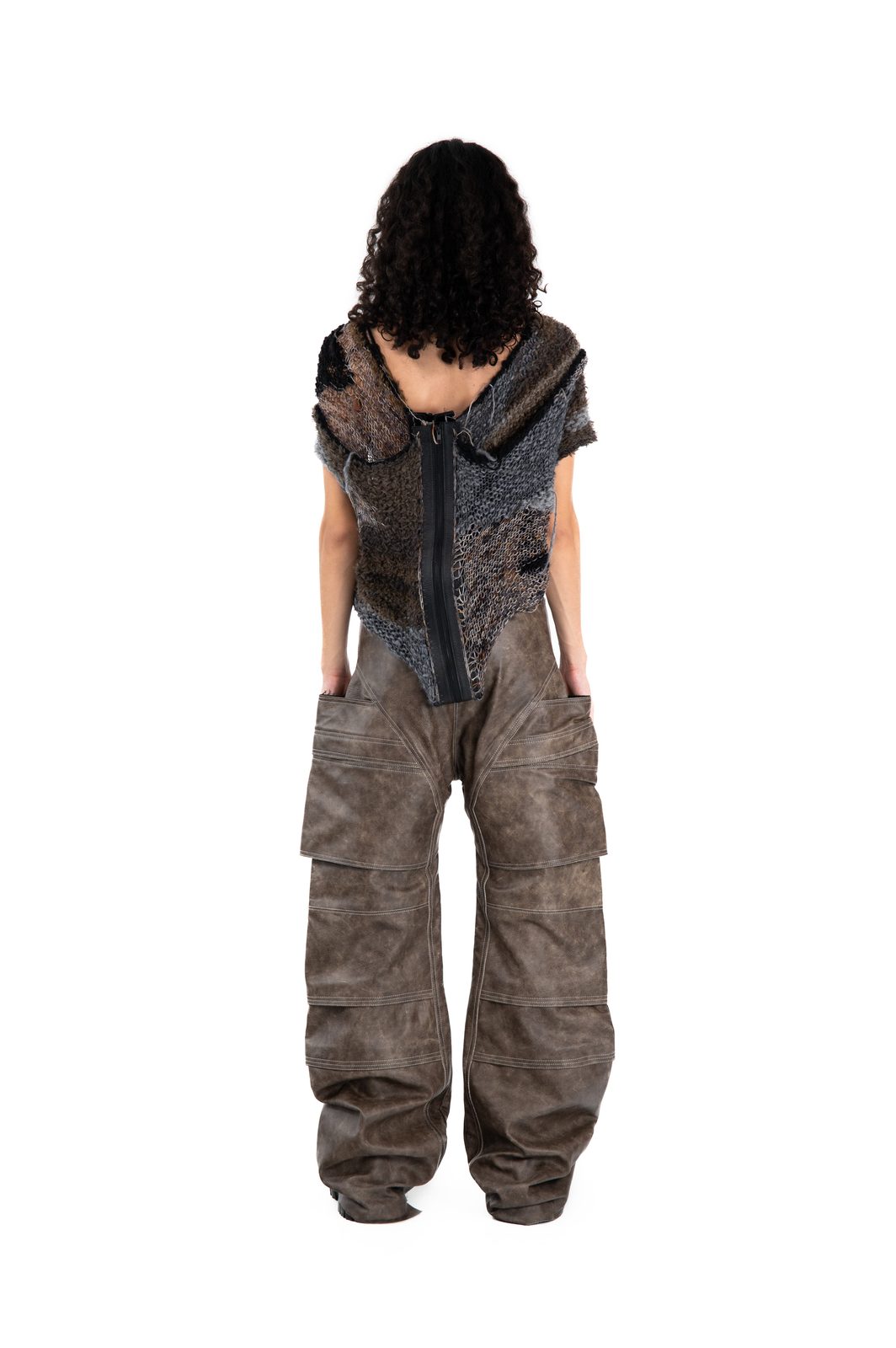LOOK 21B - Full-Grain Cowhide Cargo Pants — FW25 Supervillains, hand-crafted leather & technical garments by NDSCLSD Montréal