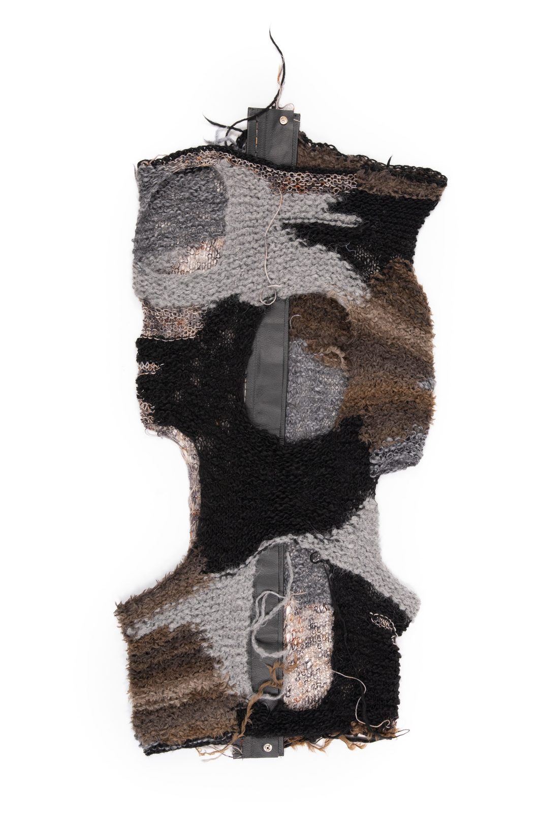 LOOK 21T - Transformable Knit with Cowhide Panel — FW25 Supervillains, hand-crafted leather & technical garments by NDSCLSD Montréal