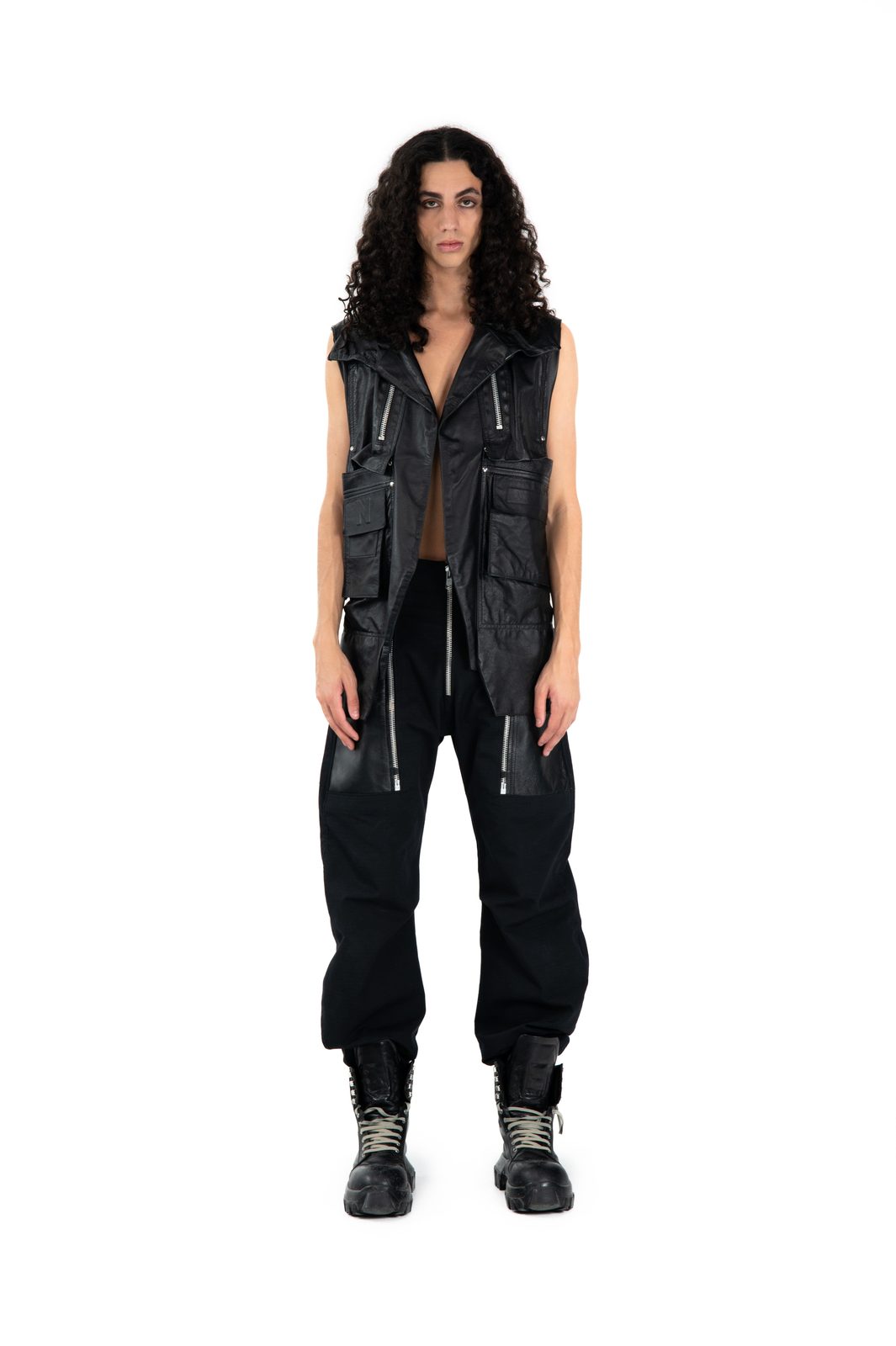 LOOK 22T - Lambskin Tailored Vest — FW25 Supervillains, hand-crafted leather & technical garments by NDSCLSD Montréal