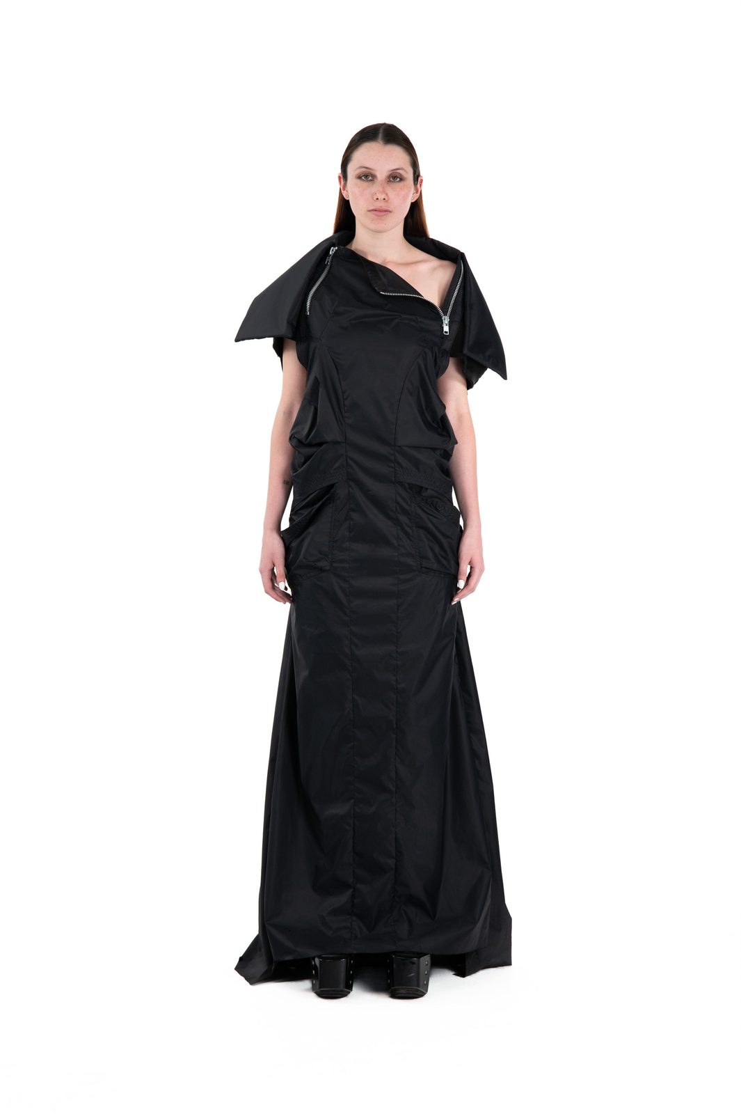 LOOK 23 - Nylon Scorpio Dress — FW25 Supervillains, hand-crafted leather & technical garments by NDSCLSD Montréal