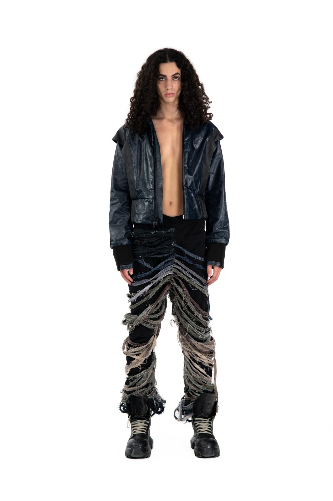 LOOK 2T - Marbled Leather Bomber — FW25 Supervillains, hand-crafted leather & technical garments by NDSCLSD Montréal