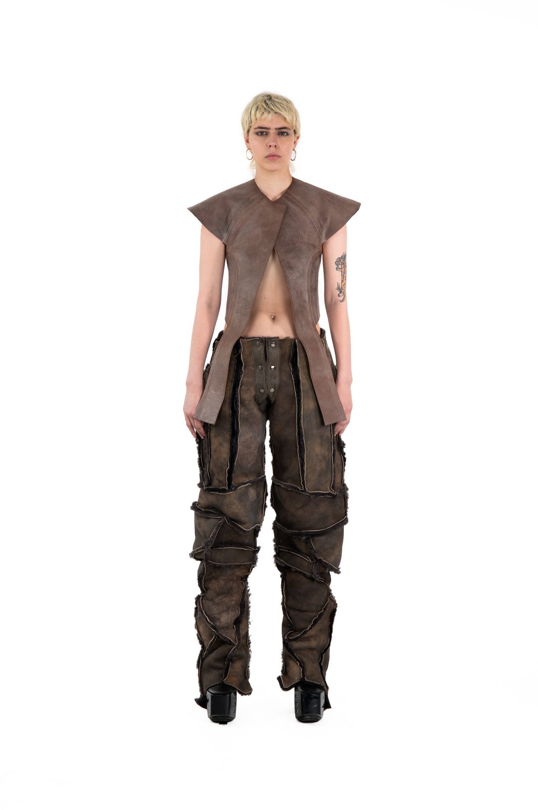 LOOK 4B - Sheepskin Anatomical Pants — FW25 Supervillains, hand-crafted leather & technical garments by NDSCLSD Montréal