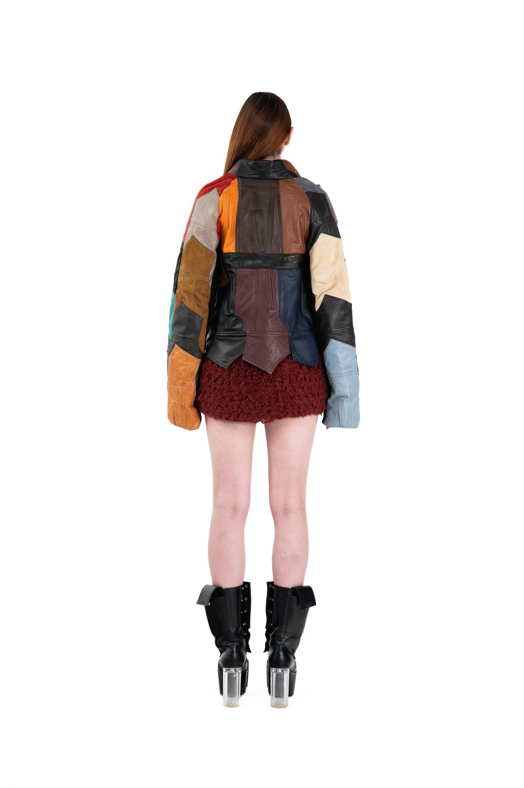 LOOK 9T - Lambskin Patchwork Racer Jacket — FW25 Supervillains, hand-crafted leather & technical garments by NDSCLSD Montréal