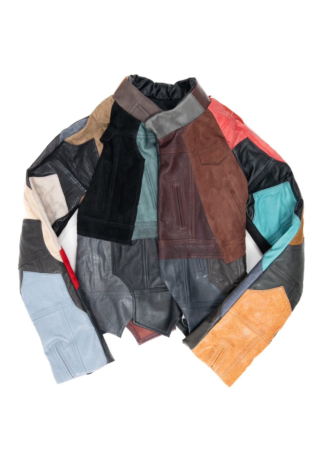 LOOK 9T - Lambskin Patchwork Racer Jacket — FW25 Supervillains, hand-crafted leather & technical garments by NDSCLSD Montréal