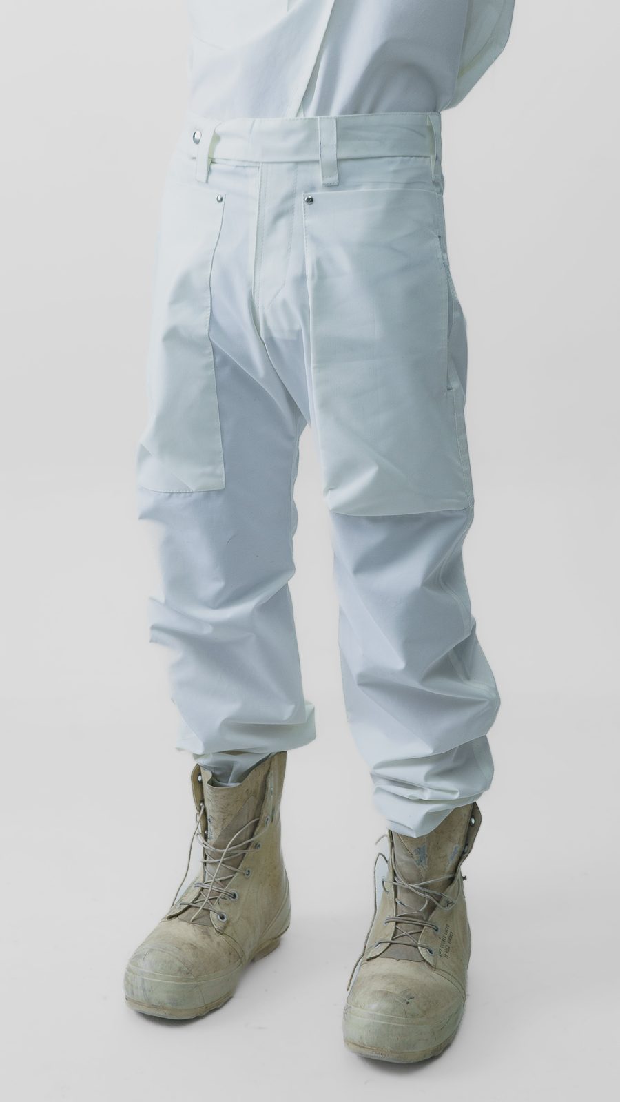 WAR NYLON CARGOS (WHITE) — FW24 Disruptive Interruption, hand-crafted leather & technical garments by NDSCLSD Montréal