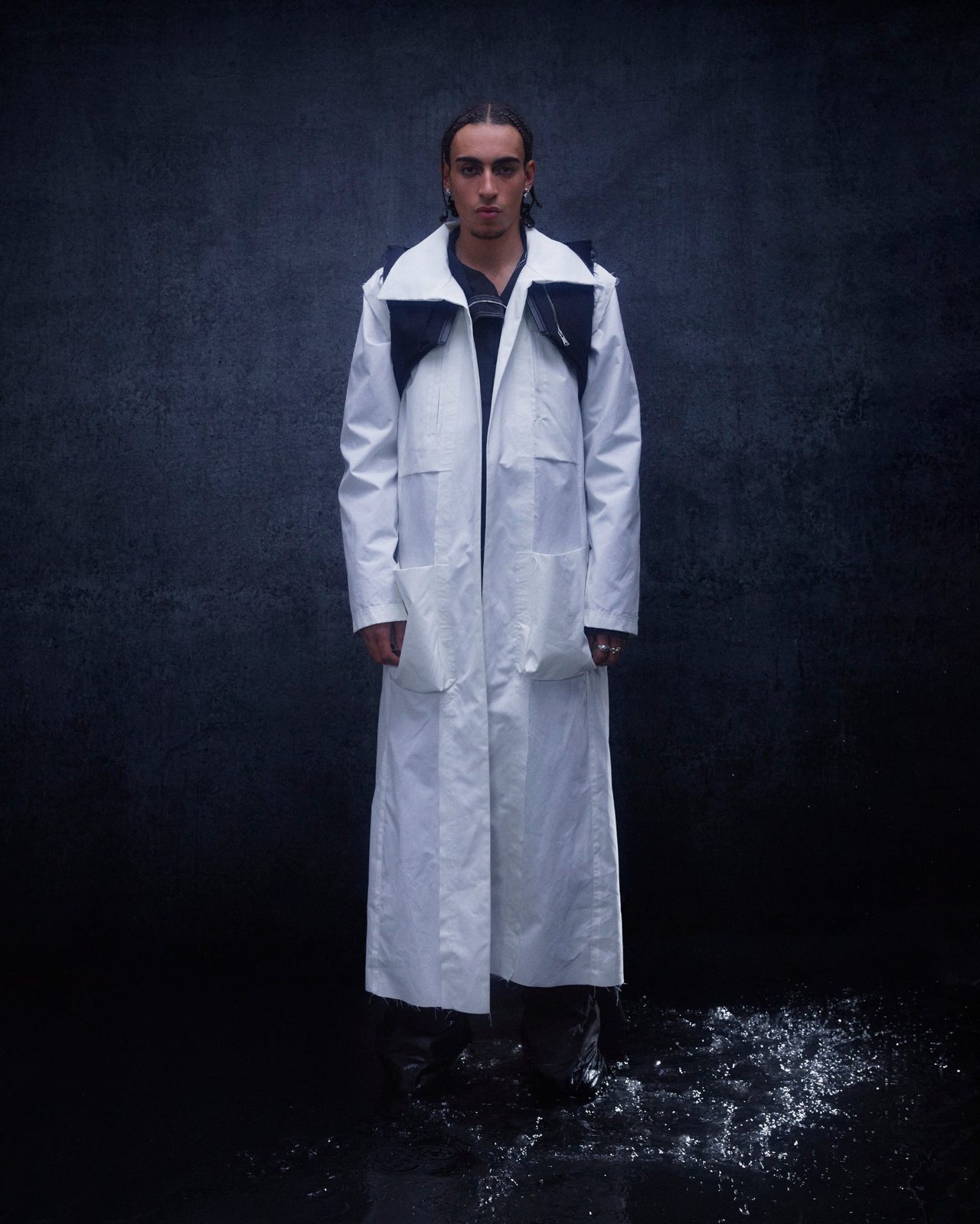 WAR TRENCH COAT (WHITE) — FW24 Disruptive Interruption, hand-crafted leather & technical garments by NDSCLSD Montréal